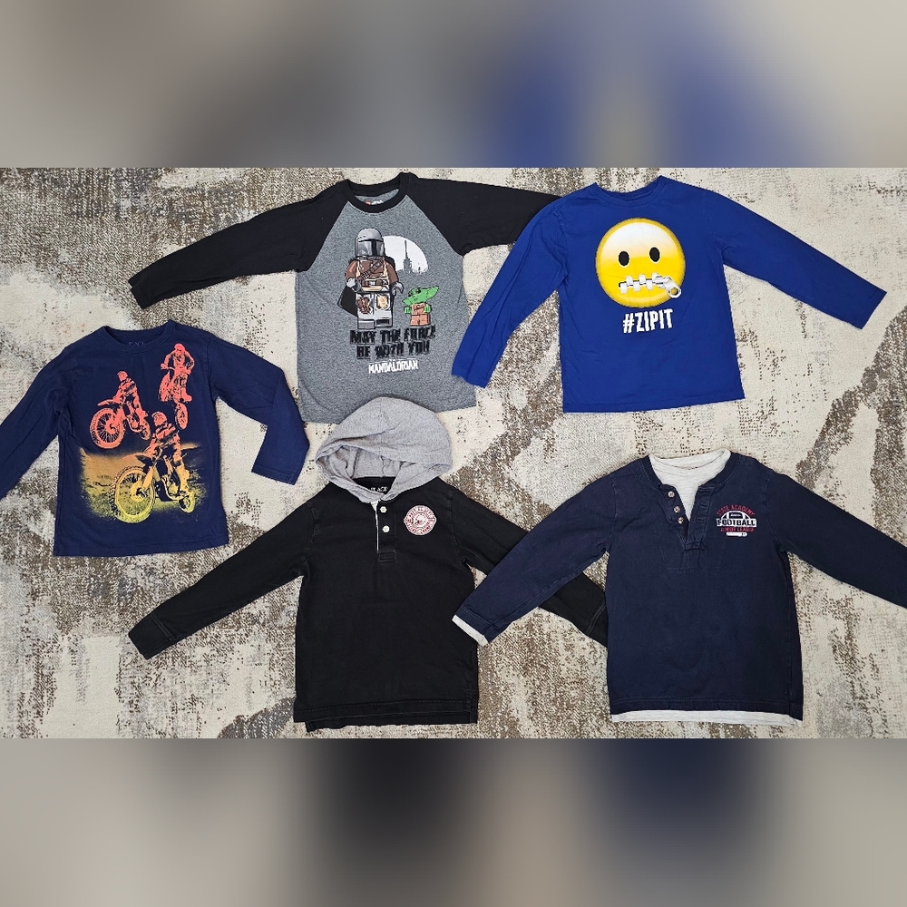 Boys 5 Piece Long Sleeve Shirt Bundle